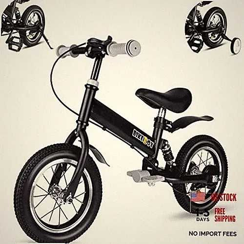 Balance Bike 2 in 1,The Dual Use of a Kids Balance Bike and Kids 12inch Black