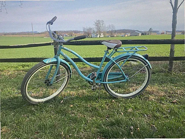 Blue Cruiser Bike 26" Balloon Tires Rear Rack Kickstand Coaster Brake Steel